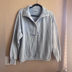 Aerie Womens XS Quarter-Zip Pullover Sweater - Pale Blue